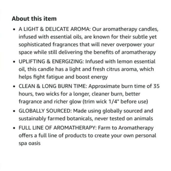 Double Wick Farm to Aromatherapy Candle in Lemon Essential Oil 9.7 Oz New - Picture 3 of 9